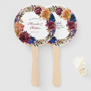 Leque Marinho Marsala Orange Floral Casamento Obrigado