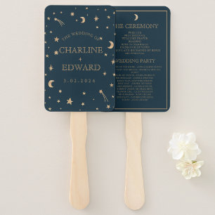 Leque Marinho Whimsical Dourado Stars Programas Lua Casa