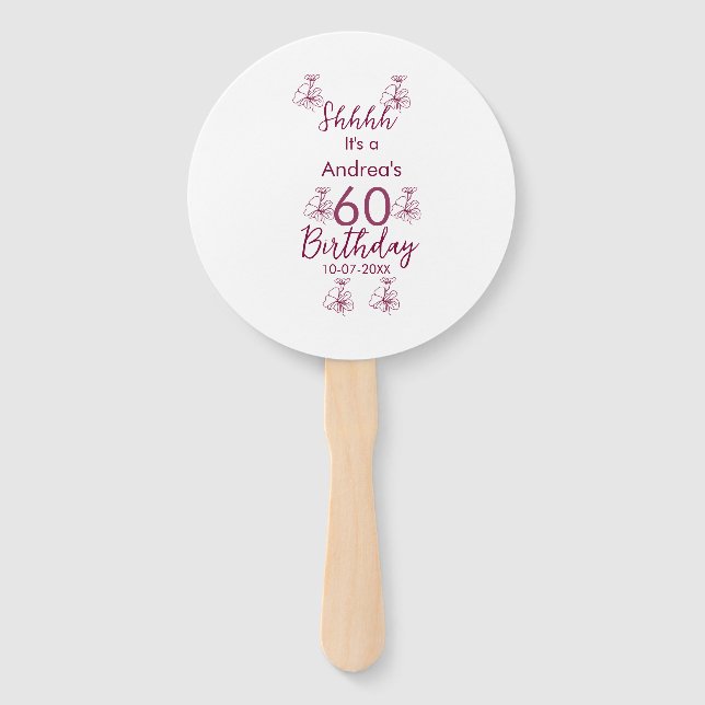 Leque Marron white mauve shhhh 60.º aniversário nome flo (Frente)