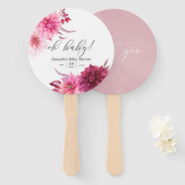 Leque Marsala - Burgundy e Blush - Chá de fraldas de out (Frente e Verso)