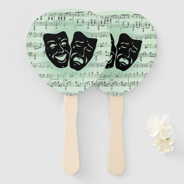 Leque Máscaras Gregas de Música Verde e Teatro (Frente e Verso)