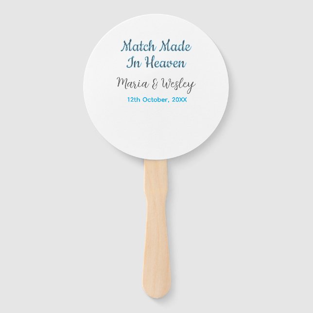 Leque Match made in heaven blue black couple name date (Frente)