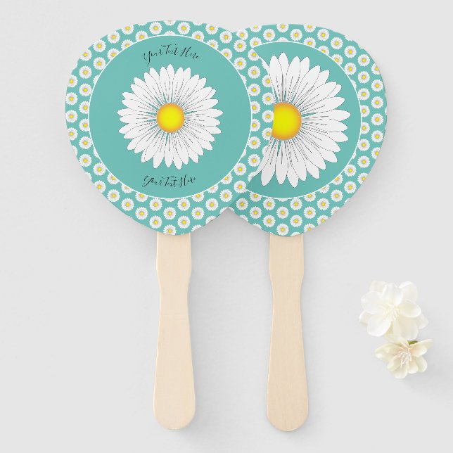 Leque Matilha Personalizada Bonito de Teal, Daisy, Forma (Frente e Verso)