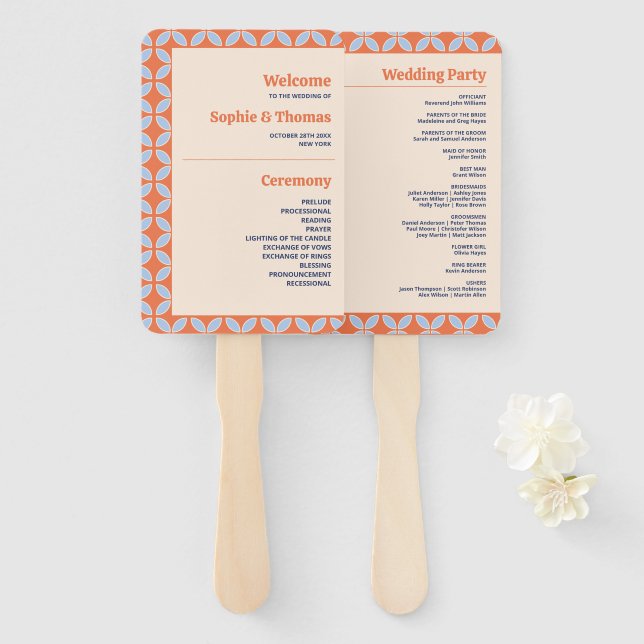 Leque Meio século Retro Wedding (Frente e Verso)