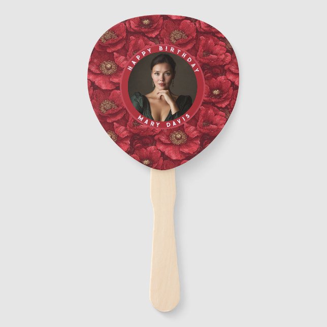 Leque Melhores Anêmonas Vermelhas Flor Inspiração Primav (Frente)