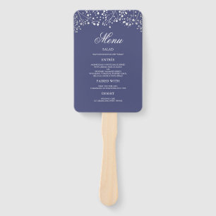 Leque Menus de Casamento Azul de Prata e Marinho