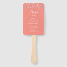 Leque Menus de Casamento de Silver e Coral Blush