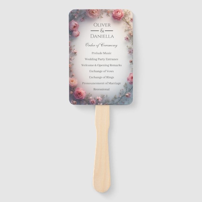 Leque Minimalist Floral Christian Wedding Program (Frente)