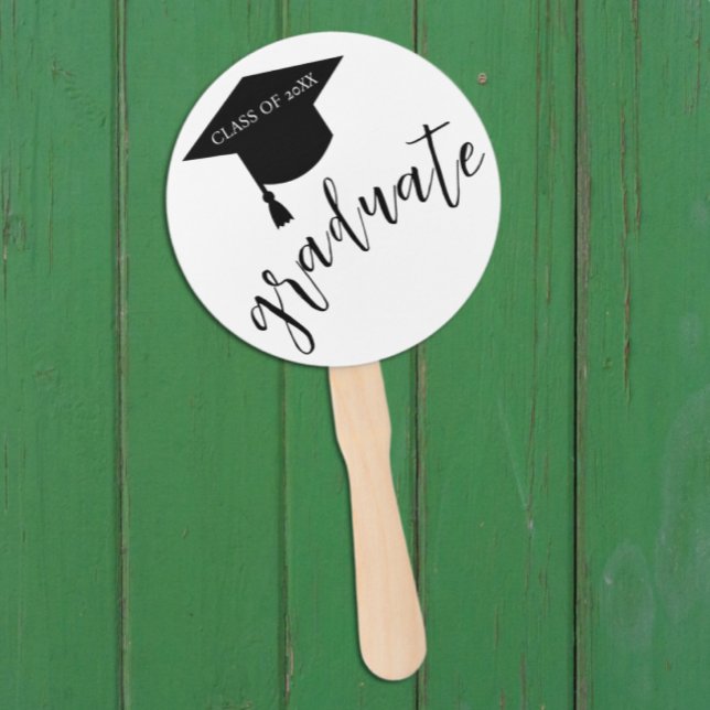 Leque Minimalist Grad Cap Black & White Graduation (Criador carregado)