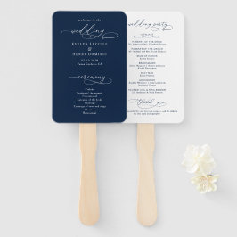 Leque Minimalist Script Navy Blue Wedding Program