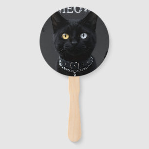 Leque Místico Gótico: Estética de Gato Preto e Cromo "ME