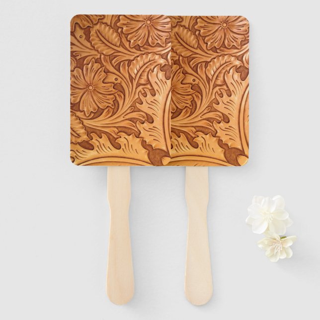 Leque Moda russa marrom do cowboy couro ocidental (Frente e Verso)