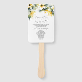 Leque Modelo de Programa de Casamento em Aquarela Azul e