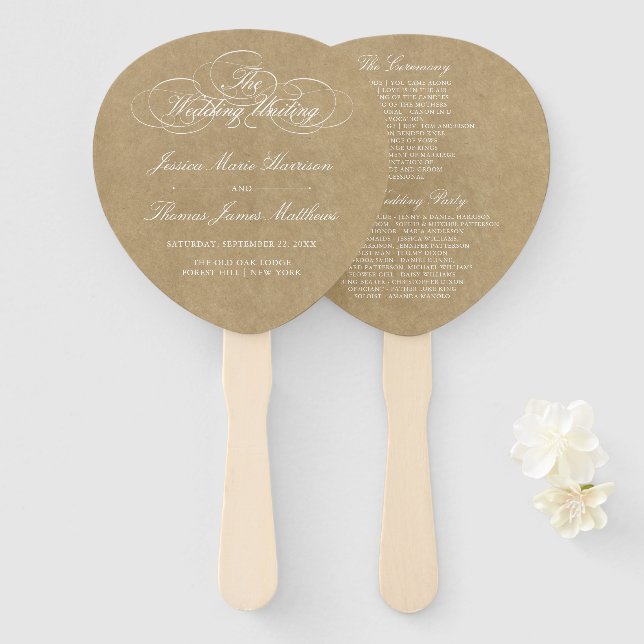 Leque Modelo do Programa de Casamento de Kraft do Elegan (Frente e Verso)