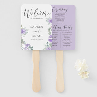 Leque Modern Purple Floral Wedding Program