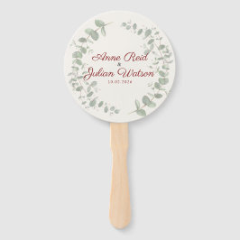 Leque Modern Red eucalyptus leaves Program Hand Fan