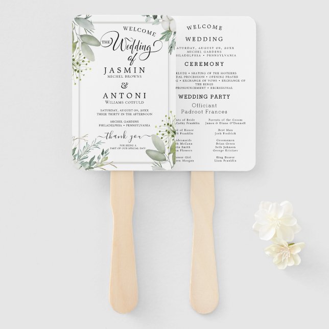 Leque Modern Wedding Program  (Frente e Verso)