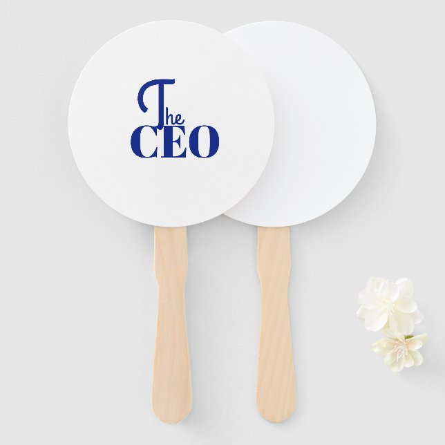 Leque Moderno Minimal O CEO Azul (Frente e Verso)