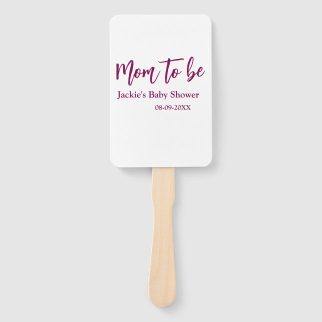 Leque Mom to be baby shower name date pink simple minima (Frente)