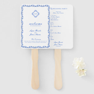 Leque Monograma Crest Blue Chinoiserie Wedment