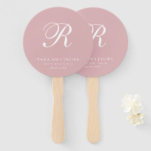 Leque Monograma Elegante Rosa Poeira Formal de Casamento