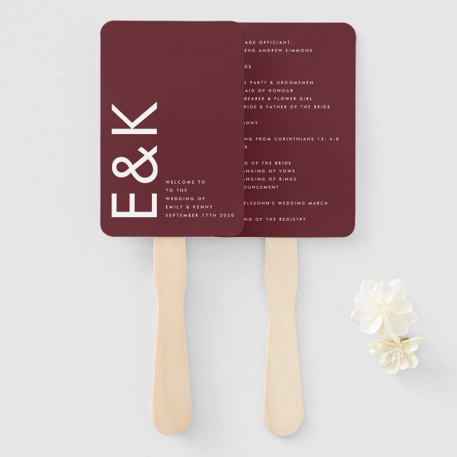 Leque Monograma Grande Ultra Moderno Monograma Borgonha (Frente e Verso)