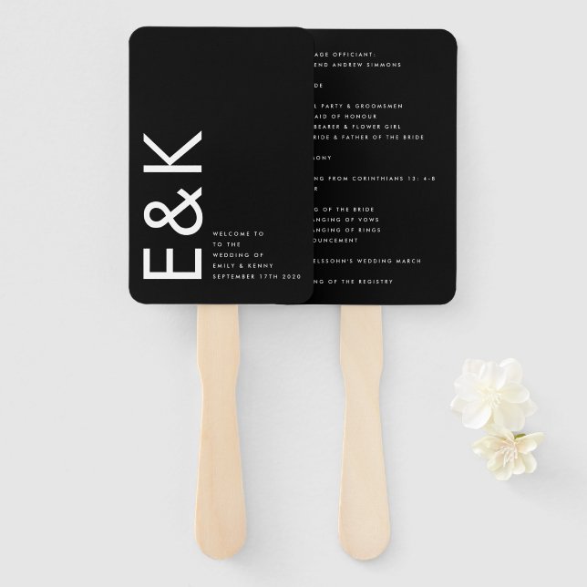 Leque Monograma Grande Ultra Moderno Simples (Frente e Verso)