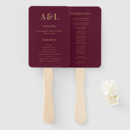Leque Monograma Minimalista de Casamento Dourado