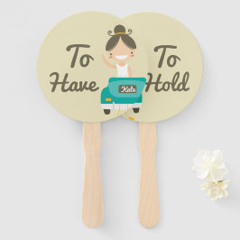 Leque Monograma. Noiva e noiva. Ter e segurar.