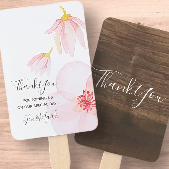 Leque Monogramas Flores de Aquarela. Festa de Casamento  (Criador carregado)