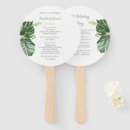 Leque Monstera Verde Tropical Elegante Deixa Casamento