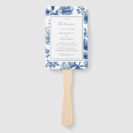 Leque Navy Blue And Silver Wedding Program
