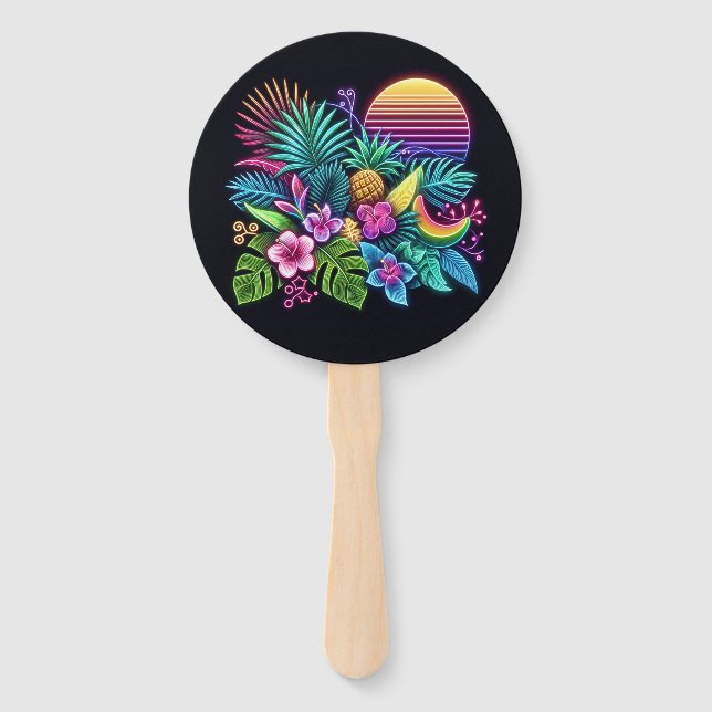 Leque Neon tropical/Havaiano Colorido (Frente)