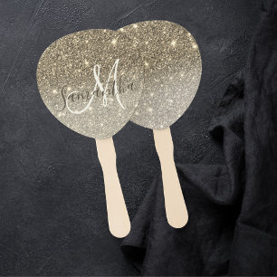 Leque Nome Personalizado do Glitter Glitter Dourado Mode