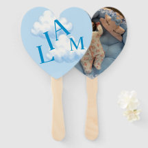 Nome Personalizado Ventoinha Mão Coração Azul