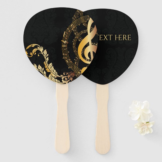 Leque Nota de Música design elegante de luxo (Frente e Verso)