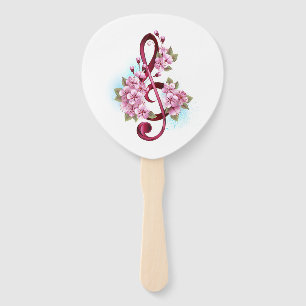 Leque Notas de clave de trecho musical com flores de Sak