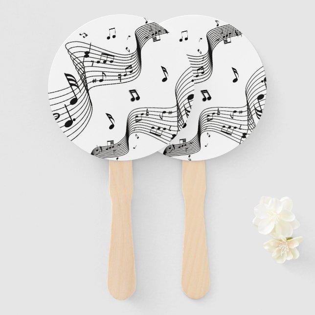 Leque Notas Musicais em Branco  (Frente e Verso)