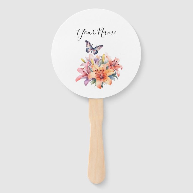 Leque Número da mesa com design elegante de flores e bor (Frente)