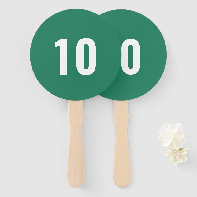 Leque Número Paddle | Pontuação do Jogo de Eventos Verde (Frente e Verso)