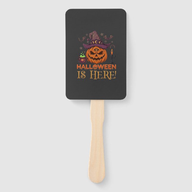Leque O Halloween Chegou Abóbora Chapéu de Bruxa Caldeir (Frente)