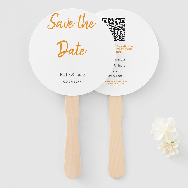 Leque O registro moderno salva a data adicionar nome QR  (Frente e Verso)