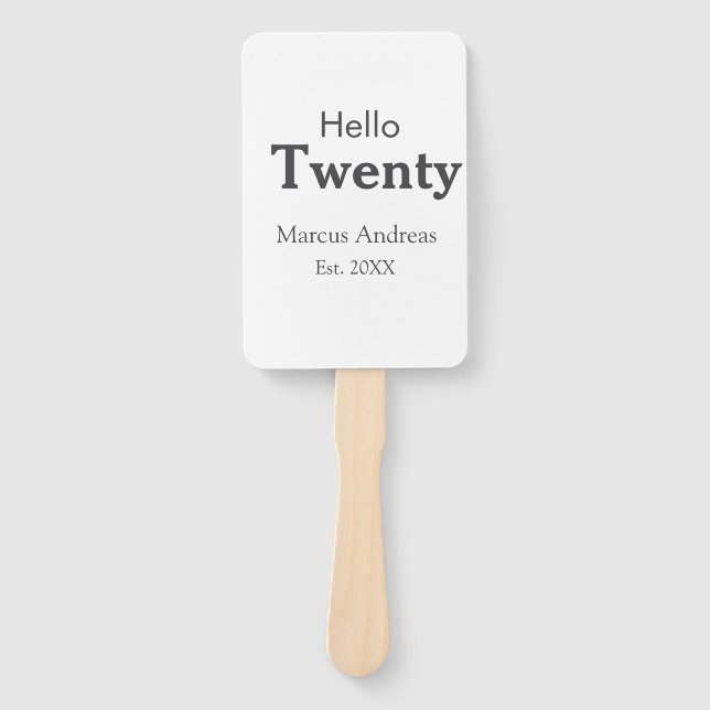 Leque Olá, junte nome de vinte anos. Adicionar minim de  (Frente)