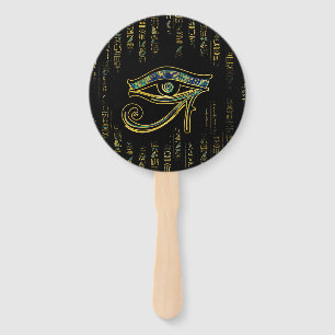 Leque Olho egípcio de Horus em hieroglyphics e em