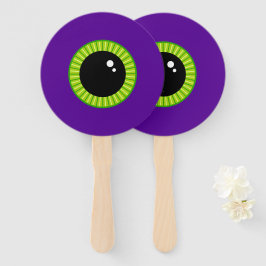 Leque Olho Verde Engraçado e Monstro Roxo
