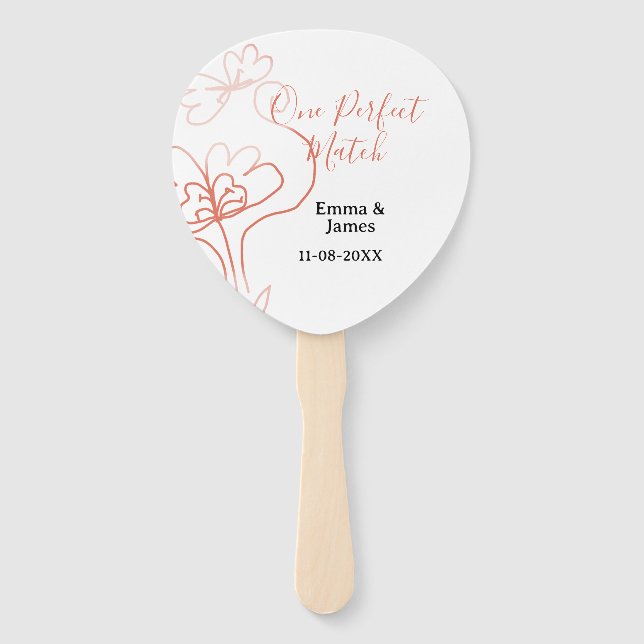 Leque One Perfect match terracotta wedding couple name f (Frente)