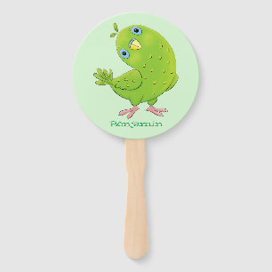 Leque Óptica de desenho animado de periquito, verde e bo