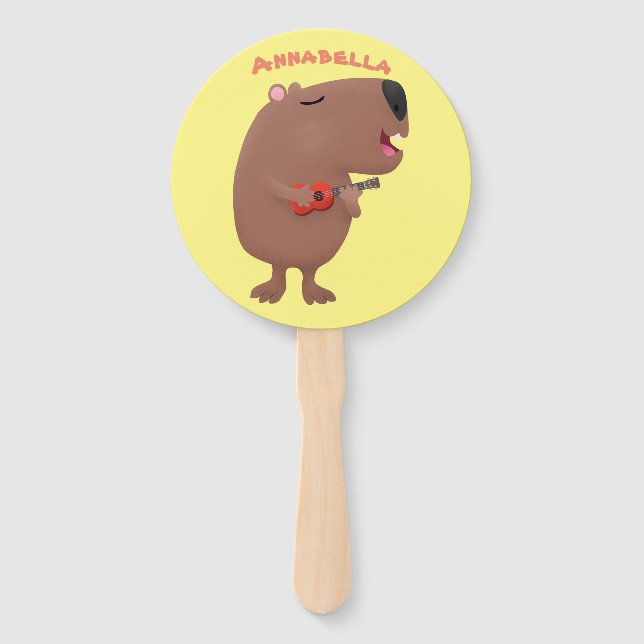 Leque Óptica desenho animado de capybara ukulele (Frente)