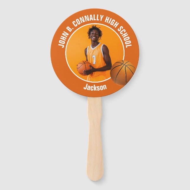 Leque Orange Basketball Player Photo High School Spirit (Frente)