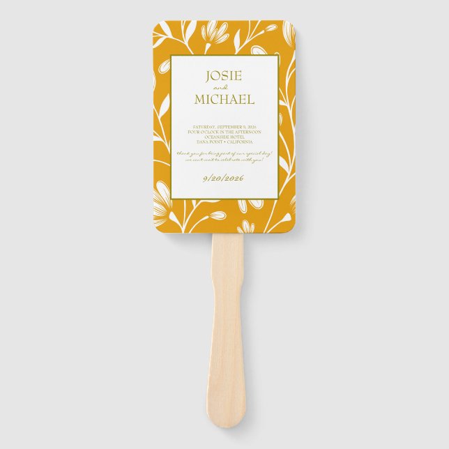 Leque  Orange Green Floral Wedding (Frente)